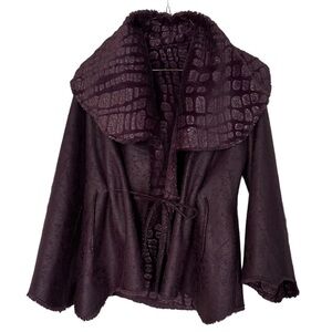 Chi by Falchi Poncho Cape Coat Purple Animal Print Fairy Bell Sleeves Size XS
